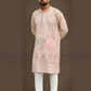 Marvelous Beige Color Rayon Kurta With  Embroidery And Sequins Work Pajama For Men
