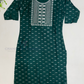 Pleasing Dark Green Color Rayon With Embroidery Work Kurti For Girls