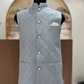 Stunning Gray Color Silk With Sequins Work Men's Jacket