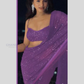 Elegant Lavender Color Heavy Georgette Sequins Embroidery Work Saree