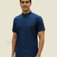 Appealing Blue Color Silk Cotton Short Kurta For Men