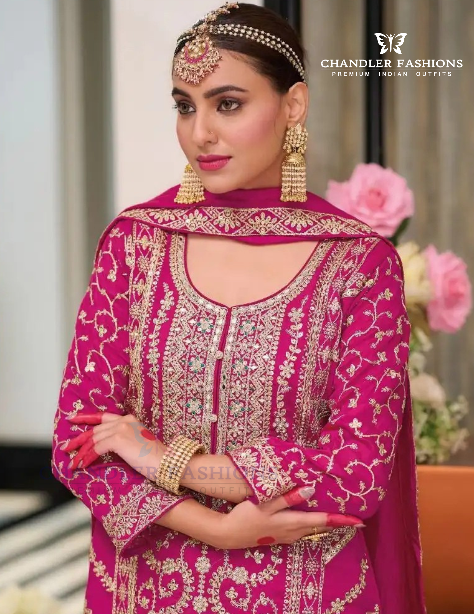 Pink Color Heavy Silk With Embroidery Work Palazzo Suits Near Me