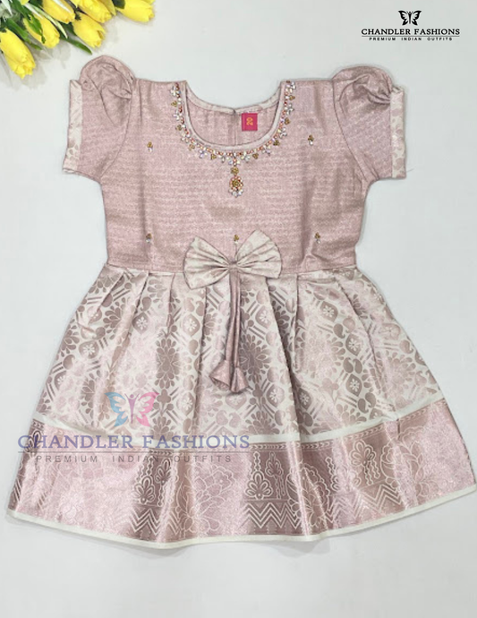 Stunning Onion Pink Color Art Silk With Stone Work Gown For Girls