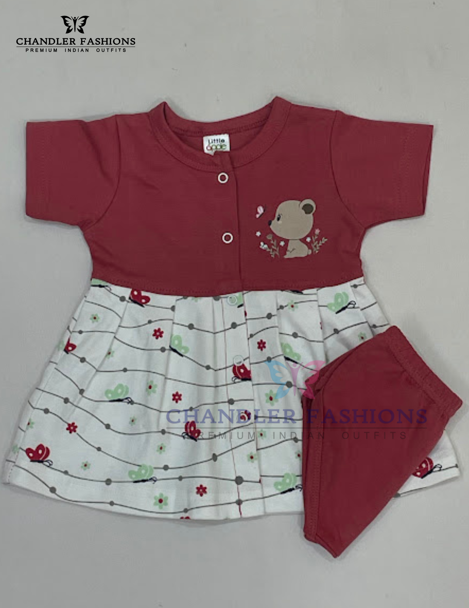Appealing Red Color Soft Cotton Gown For Girls