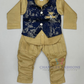 Elegant Blue And Sandal Color Cotton Sherwani Suits With Brooch Pin For Boys