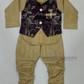 Wonderful Maroon And Sandal Color Cotton Sherwani Suits With Brooch Pin For Boys