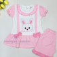 Charming Pink And White Color Soft Cotton Gown For Girls