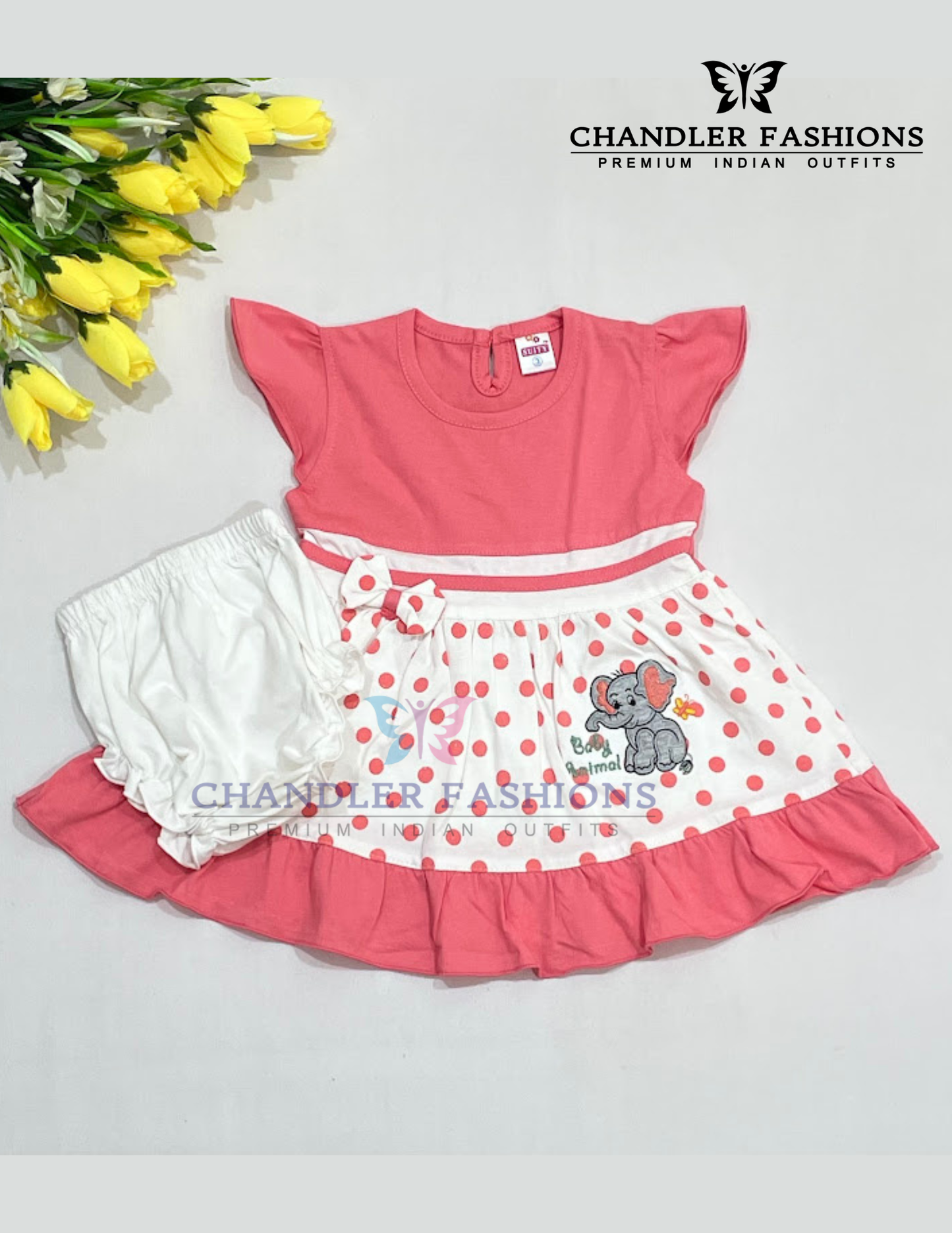 Beautiful Pink Color Cotton Frock For Girls