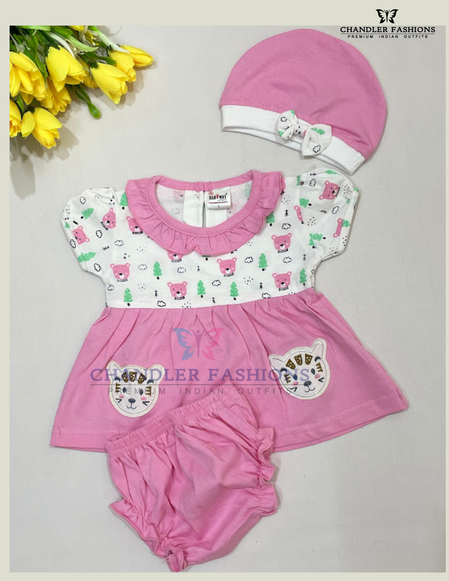 Attractive Baby Pink Color Soft Cotton Frock For Girls