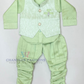 Appealing Pista Green Color Cotton Sherwani Suits With Brooch Pin For Boys