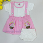 Stunning Pink And White Color Soft Cotton Gown For Girls