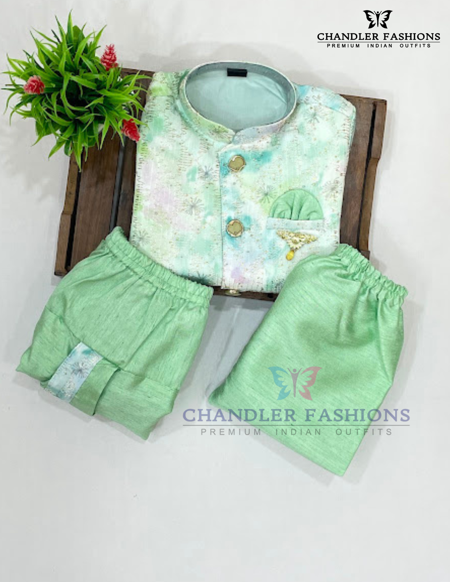 Green Color Kurta Dhoti Style Pant In Mesa