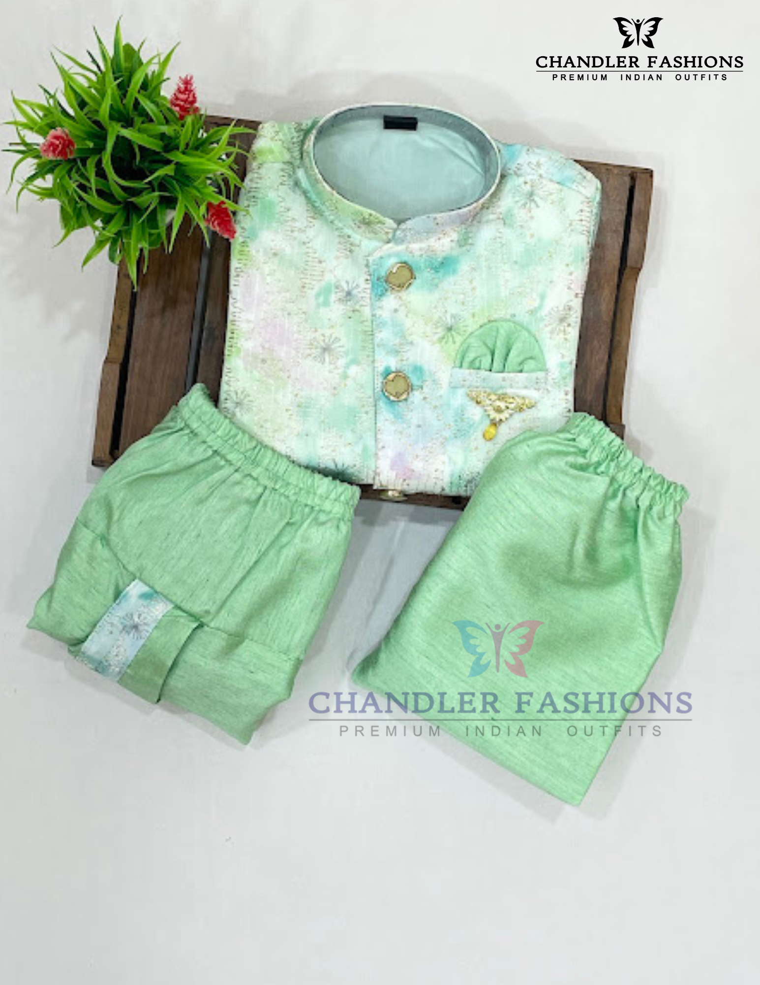 Green Color Kurta Dhoti Style Pant In Mesa