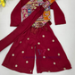 Attractive Maroon Color With Embroidery And Sequins Work Palazzo Suits For Girls
