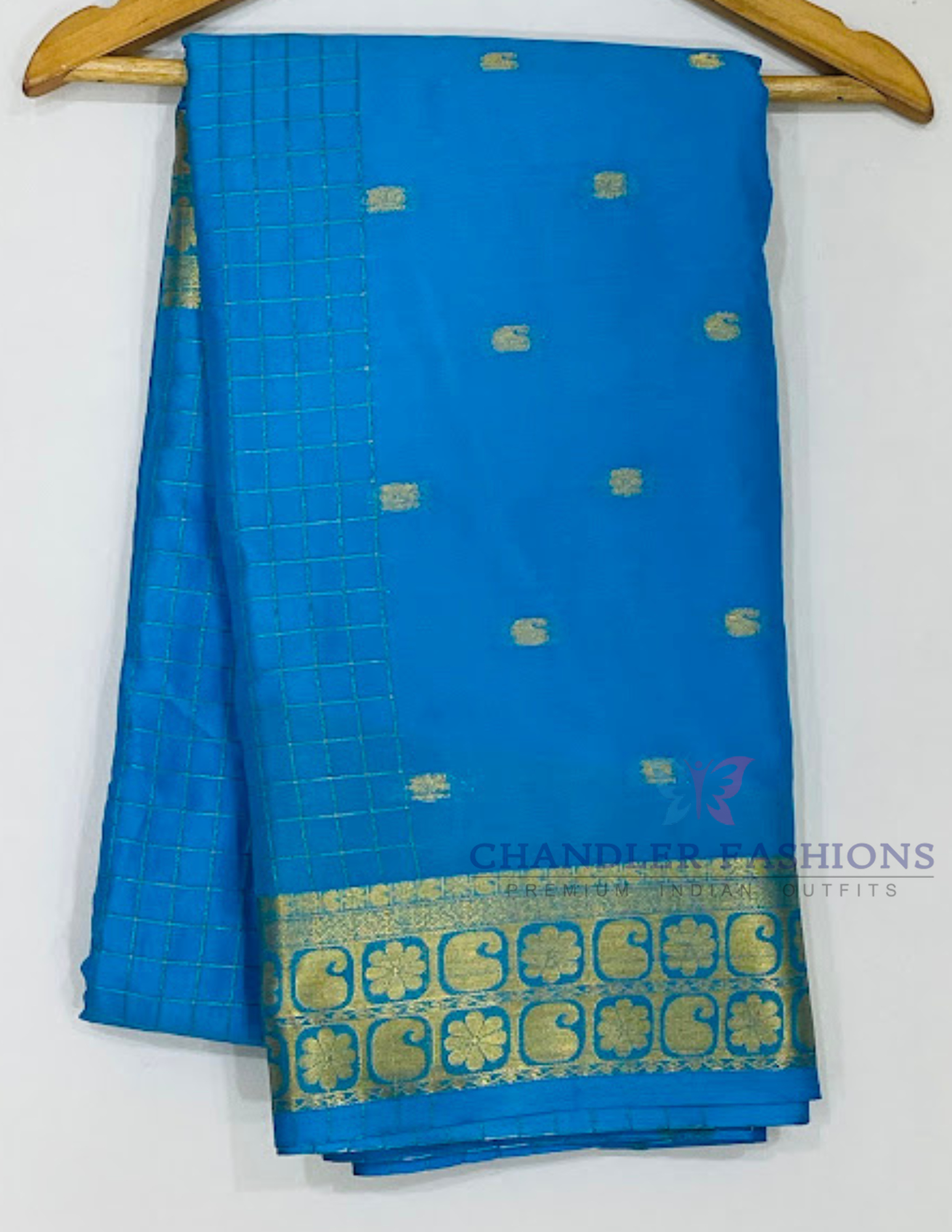 Sky Blue Color Mysore Silk Saree With Zari Work In USA