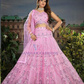 Wonderful Pink Color Net With Embroidery Work Lehenga For Women