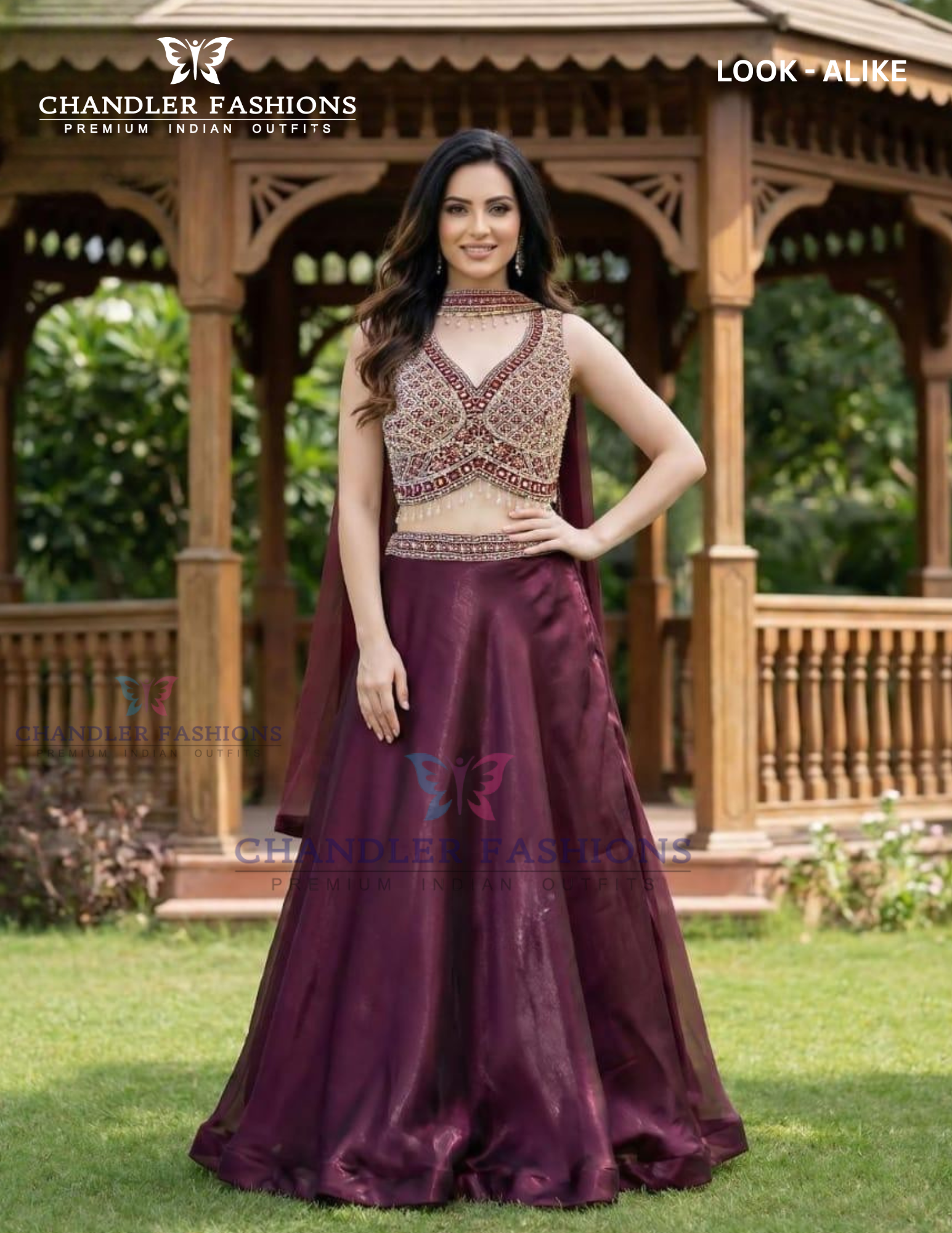 Elegant Wine Color Silk With Embroidery Work Lehenga For Women