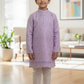Amazing Light Lavender Color Jacquard Silk With Pajama Kurta For Boys