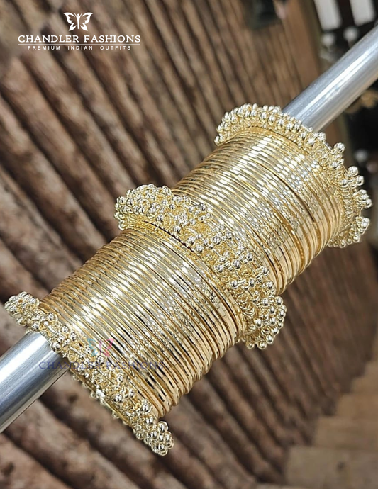 Elegant Gold Color Metal Bangles For Women