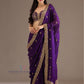 Graceful Purple Color Tissue Silk With Sequins And Embroidery Work Saree For Women