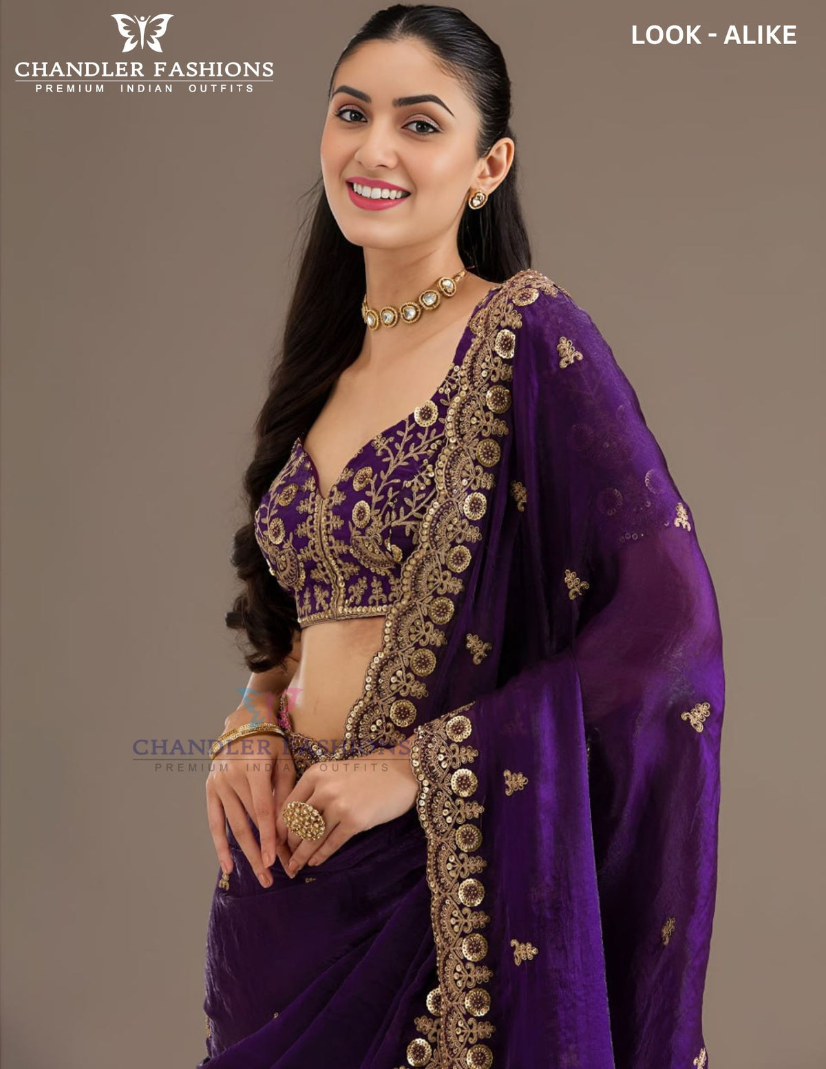Purple Color Embroidery Work Saree In Gilbert