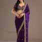 Purple Color With Sequins And Embroidery Work Saree In USA