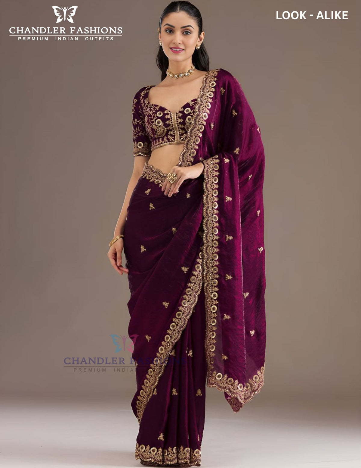 Delightful Wine Color Tissue Silk With Sequins And Embroidery Work Saree For Women