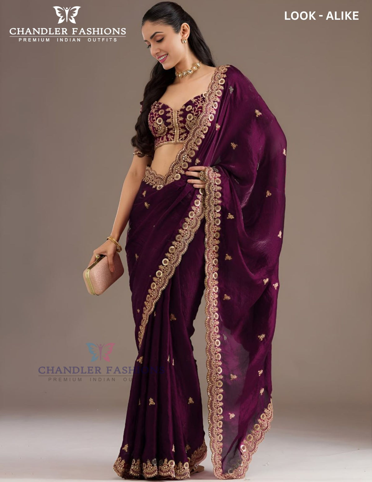 Wine Color Tissue Silk With Sequins And Embroidery Work Saree Near Me