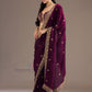 Wine Color Tissue Silk With Embroidery Saree In USA 