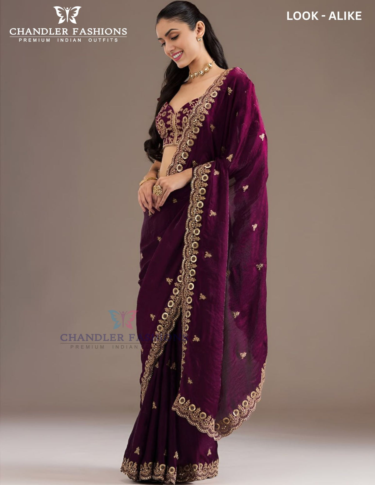 Wine Color Tissue Silk With Embroidery Saree In USA 