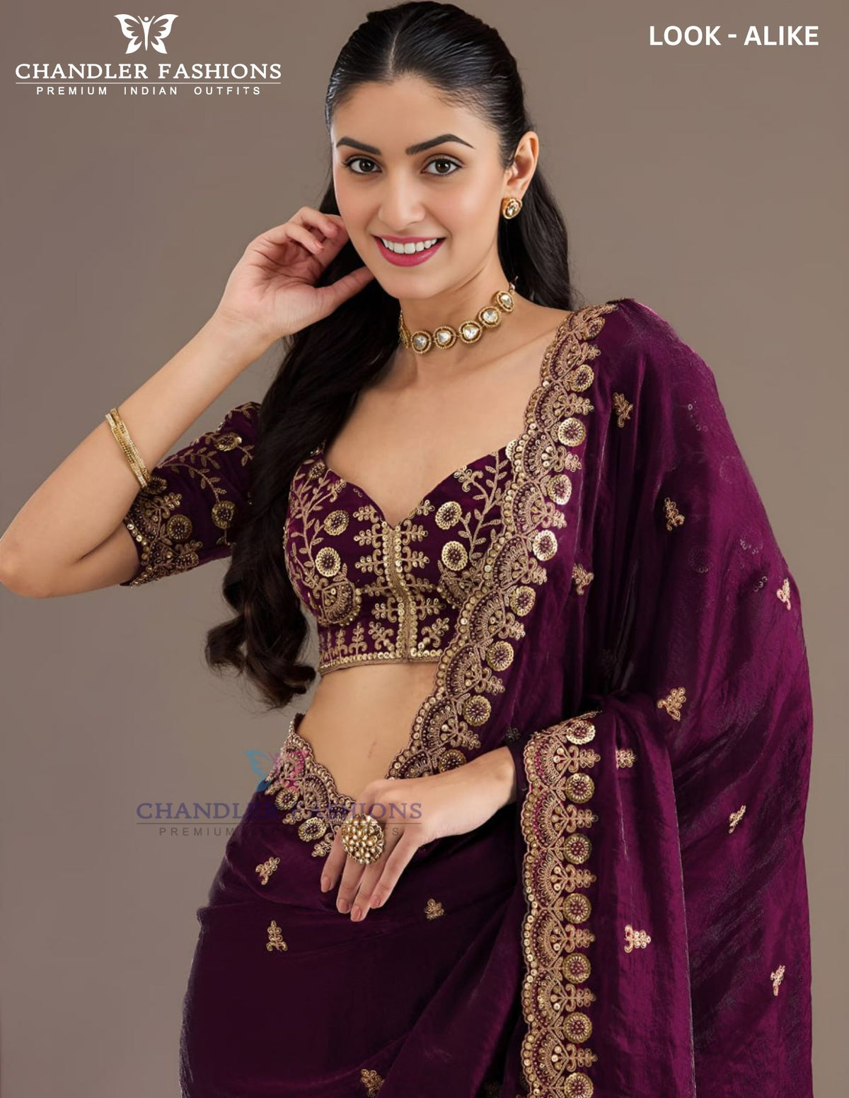 Wine Color Silk Work Saree In Gilbert