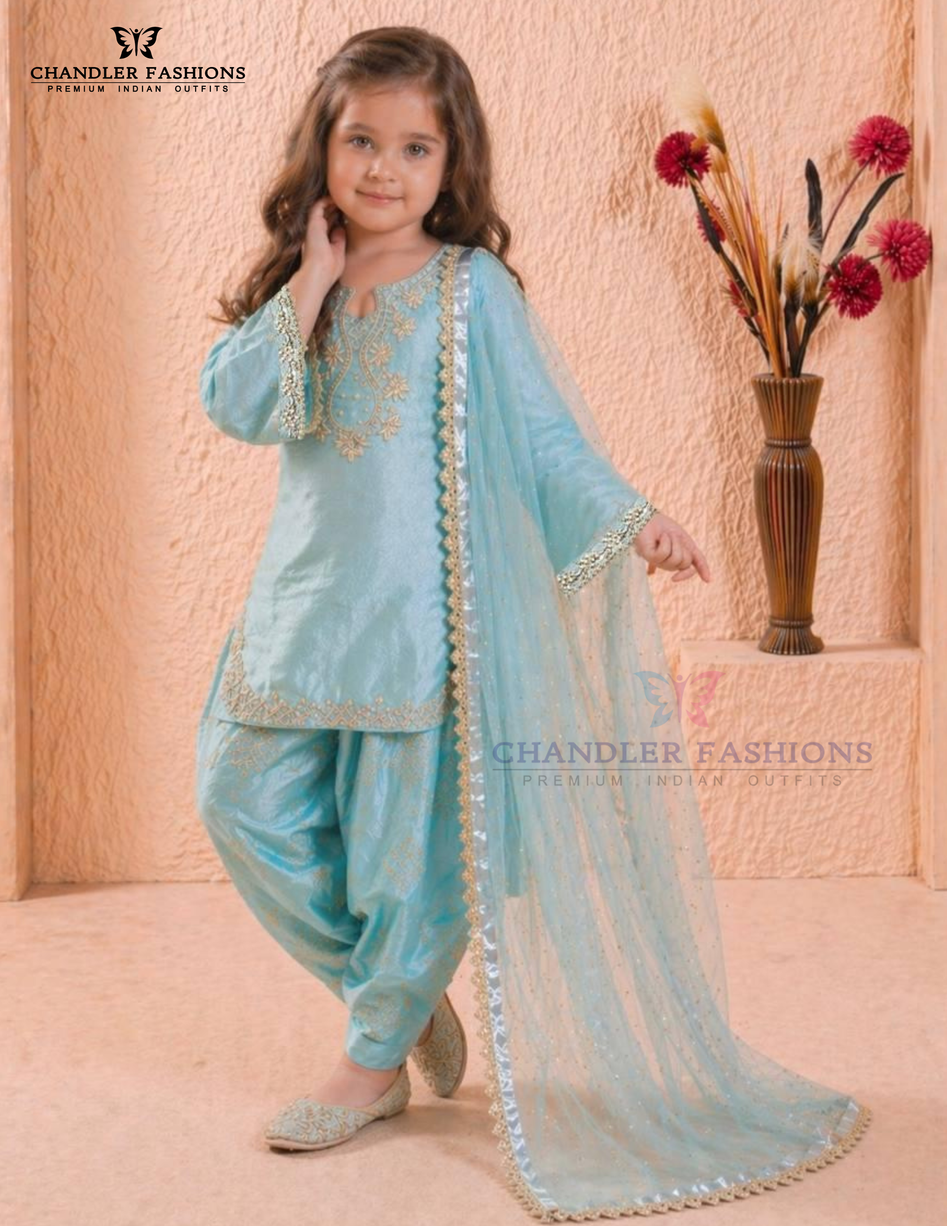 Beautiful Light Blue Color Roman Silk Kurti Suits For Girls In Tempe