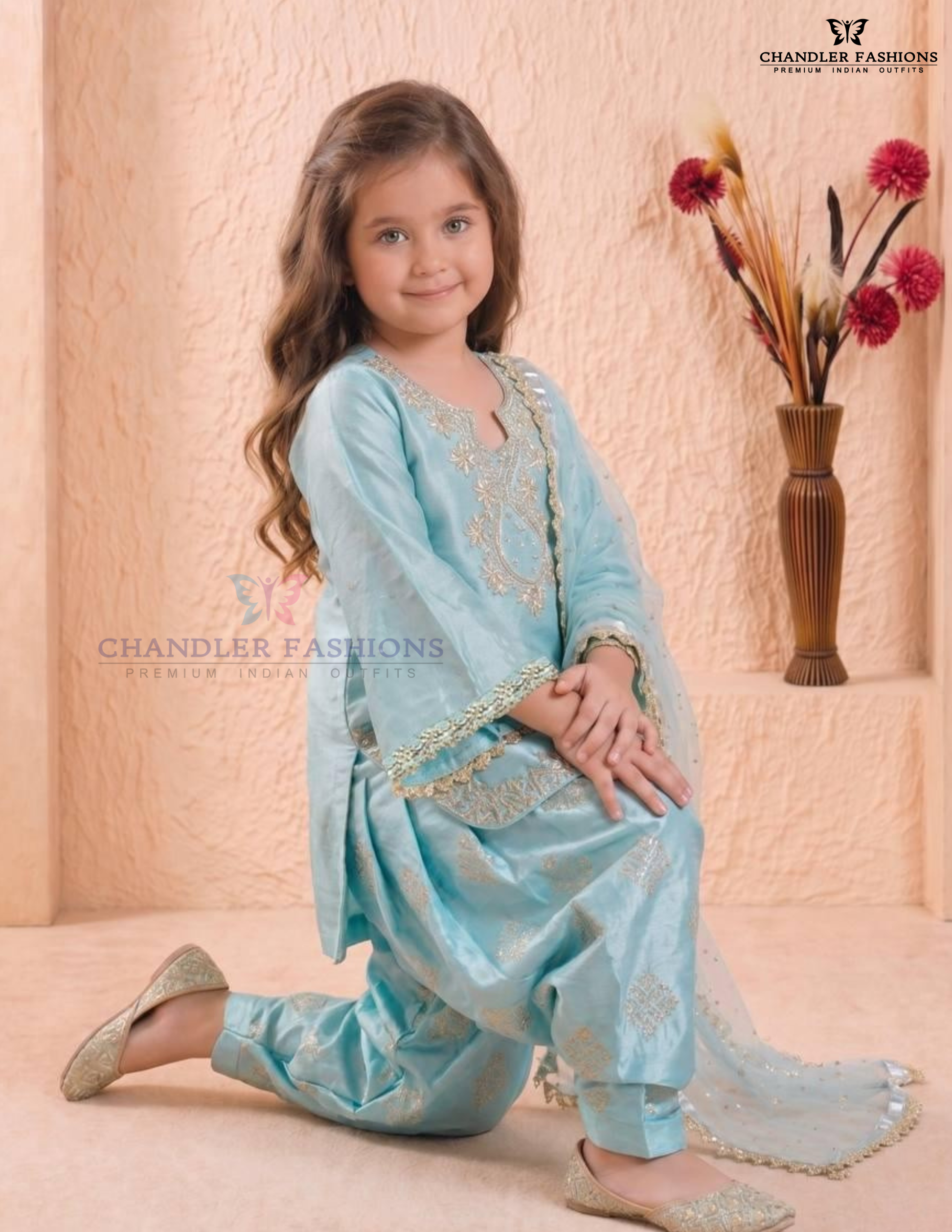 Roman Glass Silk Kurti With Dhoti Pant For Girls In USA