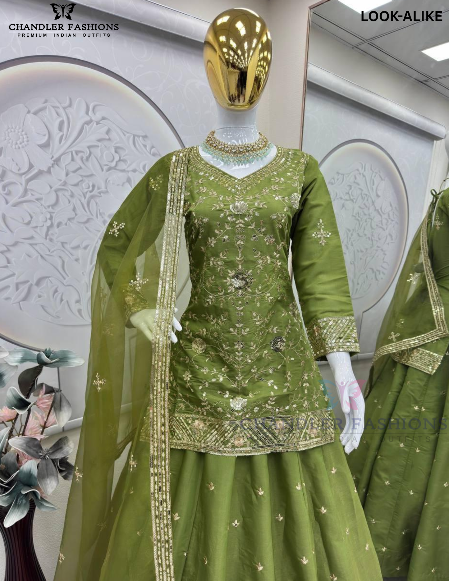 Attractive Shimmer Silk Green Color Lehenga Choli In Tempe