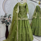 Green Color Embroidery And Sequins Work Lehenga Choli In Surprise