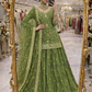 Fabulous Green Color Shimmer Silk Embroidery And Sequins Work Lehenga Choli With Dupatta