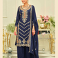Navy Blue Color Silk With Embroidery Work Palazzo Suits In USA