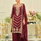 Maroon Color Silk With Embroidery Work Palazzo Suits In USA