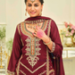 Maroon Color Silk With Embroidery Work Palazzo Suits Near Me