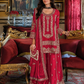 Charming Red Color Chinon With Embroidery Work Palazzo Suits With Dupatta