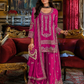 Captivating Pink Color Chinon With Embroidery Work Palazzo Suits With Dupatta