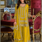 Awesome Yellow Color Chinon With Embroidery Work Palazzo Suits With Dupatta
