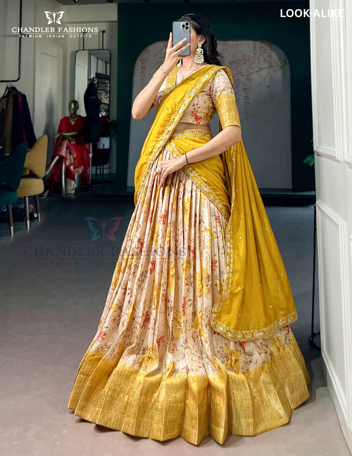 Floral Print And Zari Work Lehenga Choli In USA