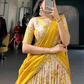 Yellow Color Dola Chex With Floral Print And Zari Work Lehenga Choli Near Me