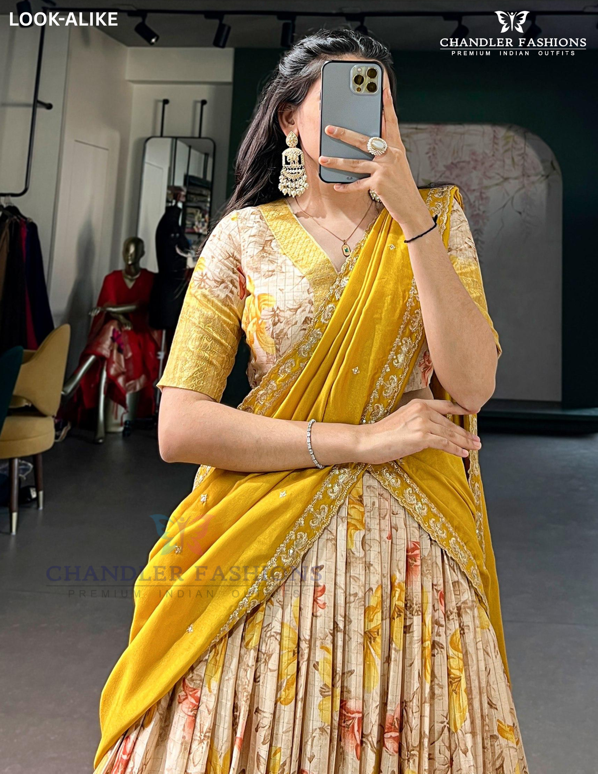 Yellow Color Dola Chex With Floral Print And Zari Work Lehenga Choli Near Me