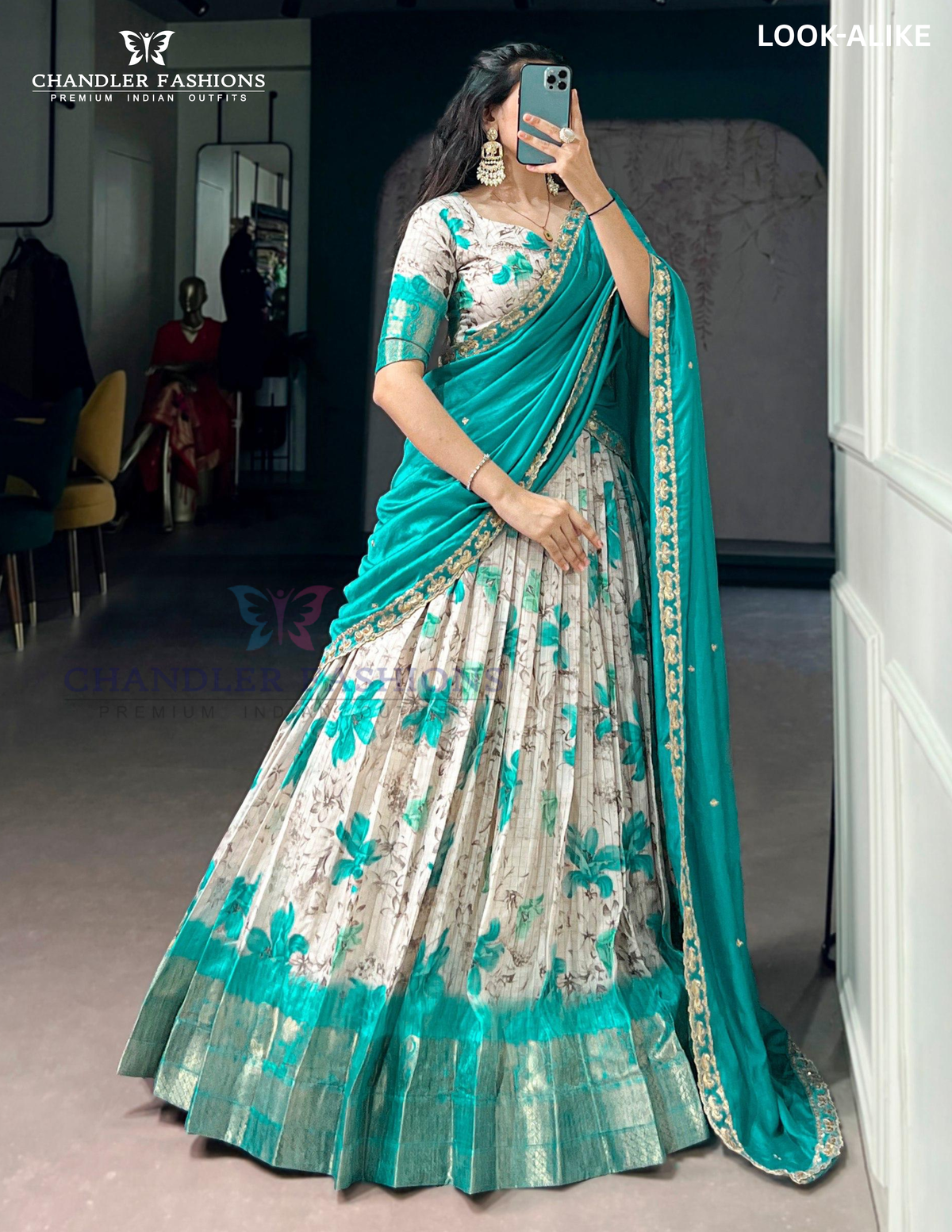 Floral Print And Zari Work Lehenga Choli In USA