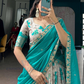 Sea Blue Color Dola Chex With Floral Print And Zari Work Lehenga Choli Near Me