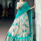 Beautiful Sea Blue Color Dola Chex With Floral Print And Zari Work Lehenga Choli With Dupatta