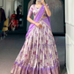 Elegant Lavender Color Dola Chex With Floral Print And Zari Work Lehenga Choli With Dupatta