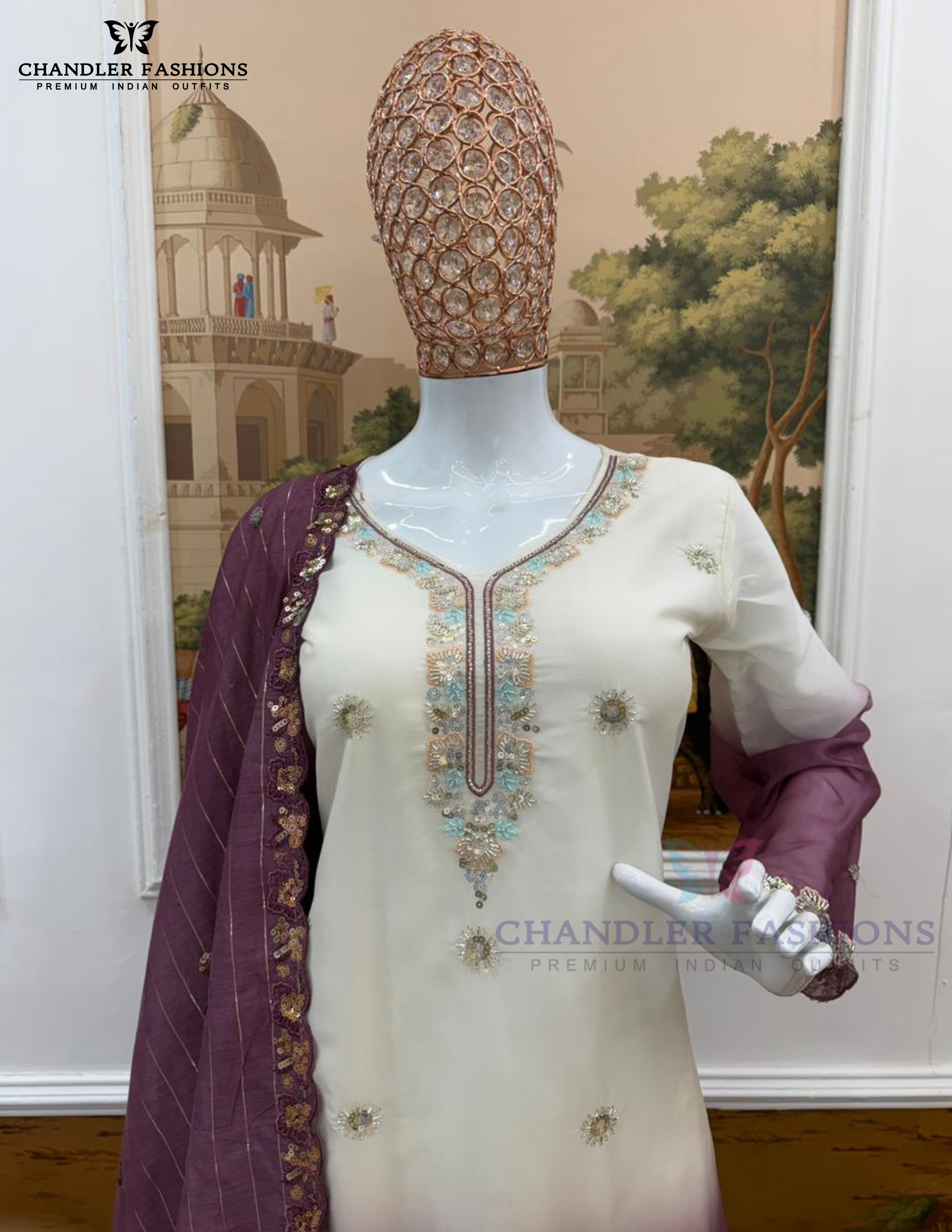 Georgette With Sequins And Embroidery Work Palazzo Suits In Chandler